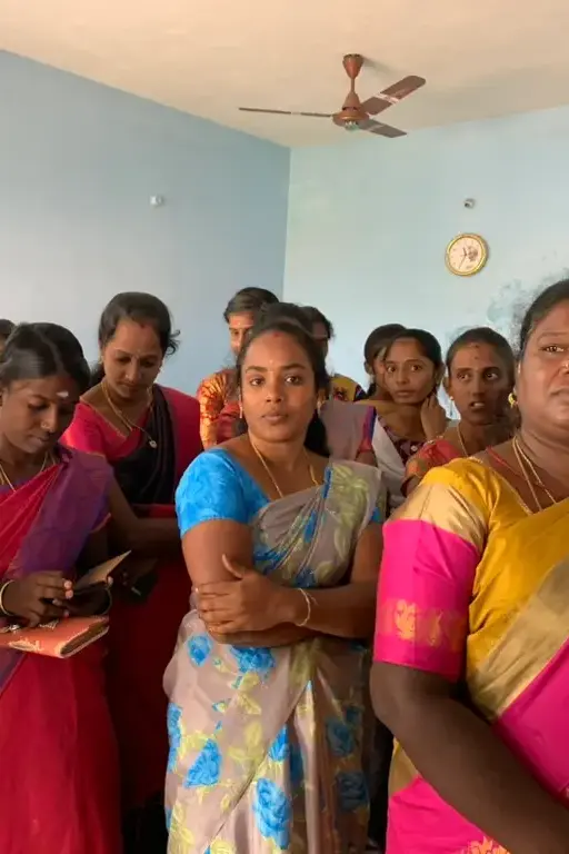 Gathering of female teachers in a classroom at Saint Antony school