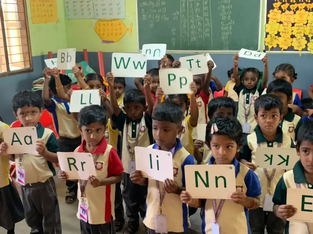 Primary school students from Saint Antony school in a classroom