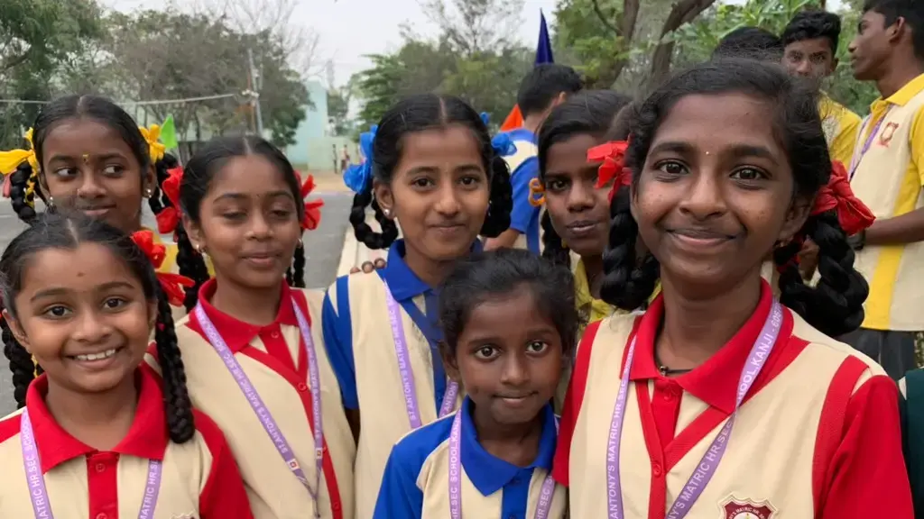 Smiling students from the Saint Antony school