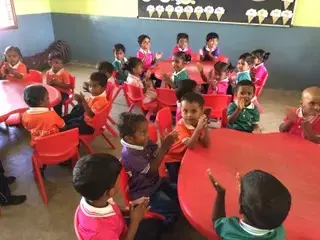 Photo of furniture (tables and chairs) for primary school classrooms