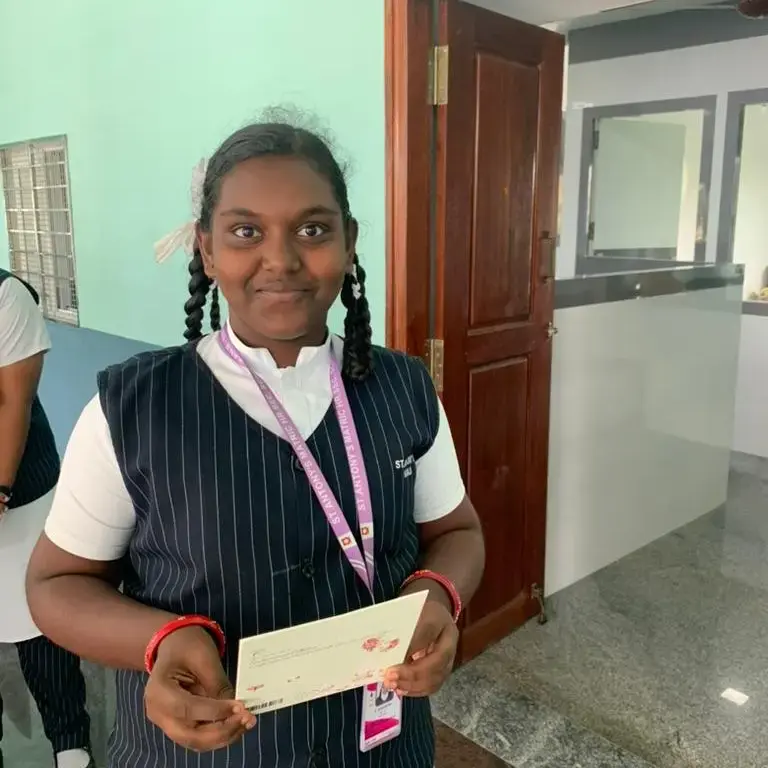 A student from Saint Antony school who was sponsored