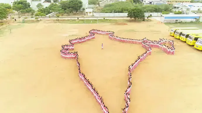 Student gathering seen from the sky